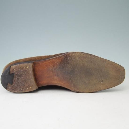 美品★クロケット&ジョーンズ 7E【★ハンドグレードライン/KEMPTON】センターエラスティック/スエード/茶/メンズ/Crockett&Jones★a383