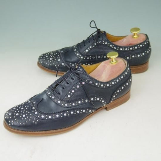 極美品★チャーチ(レディース) SIZE 37【貴重★山羊革/NAPPA AVUATOR/バーウッド】BURWOOD/スタッズ/紺/Church's★a396