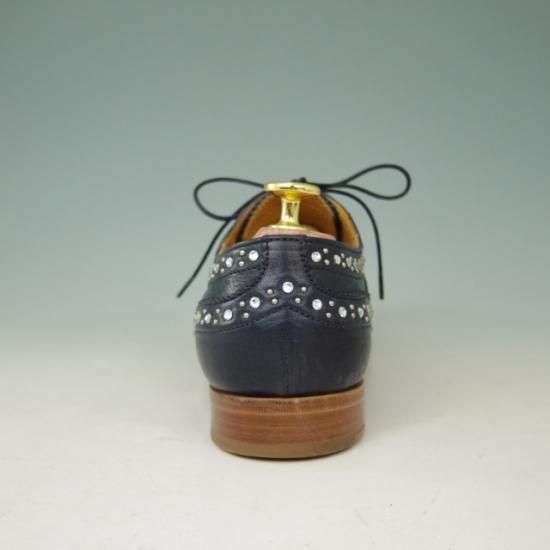 極美品★チャーチ(レディース) SIZE 37【貴重★山羊革/NAPPA AVUATOR/バーウッド】BURWOOD/スタッズ/紺/Church's★a396