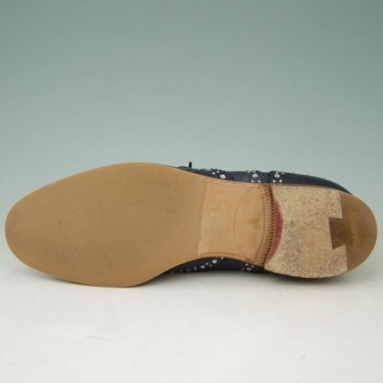 極美品★チャーチ(レディース) SIZE 37【貴重★山羊革/NAPPA AVUATOR/バーウッド】BURWOOD/スタッズ/紺/Church's★a396