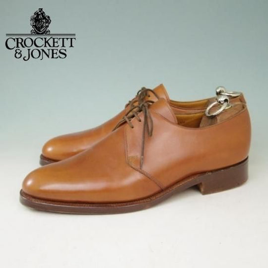 美品★クロケット&ジョーンズ 7.5E【★DARTMOUTH/318ラスト/プレーントゥ/Vフロント/カーフ/茶】Crockett&Jones★a398