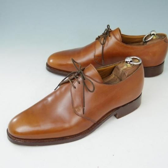 美品★クロケット&ジョーンズ 7.5E【★DARTMOUTH/318ラスト/プレーントゥ/Vフロント/カーフ/茶】Crockett&Jones★a398