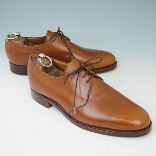 美品★クロケット&ジョーンズ 7.5E【★DARTMOUTH/318ラスト/プレーントゥ/Vフロント/カーフ/茶】Crockett&Jones★a398