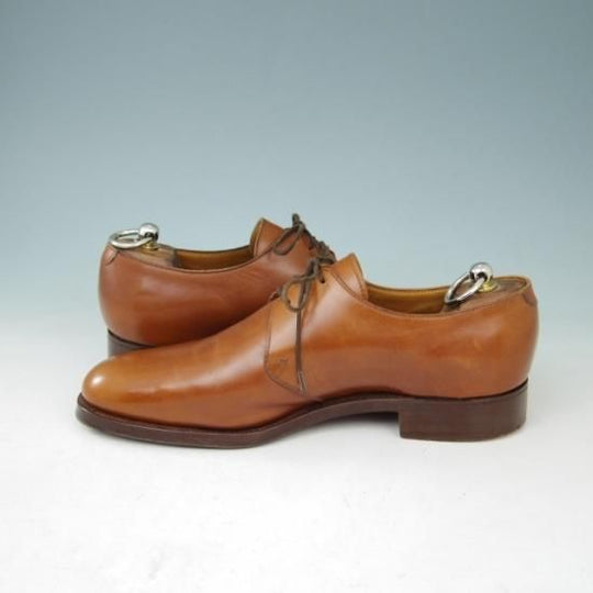 美品★クロケット&ジョーンズ 7.5E【★DARTMOUTH/318ラスト/プレーントゥ/Vフロント/カーフ/茶】Crockett&Jones★a398