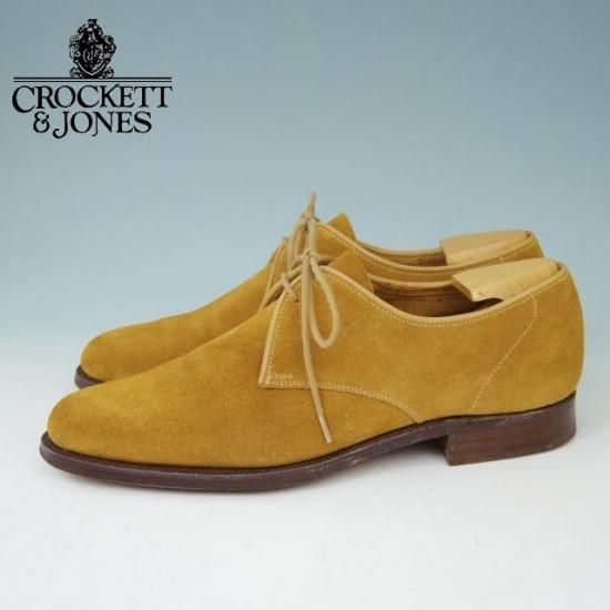 極美品★クロケット&ジョーンズ7D【★Tomorrowland/トゥモローランド別注】プレーントゥ/Vフロント/スエード/茶/Crockett&Jones★a400