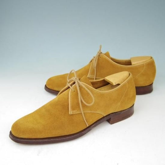 極美品★クロケット&ジョーンズ7D【★Tomorrowland/トゥモローランド別注】プレーントゥ/Vフロント/スエード/茶/Crockett&Jones★a400