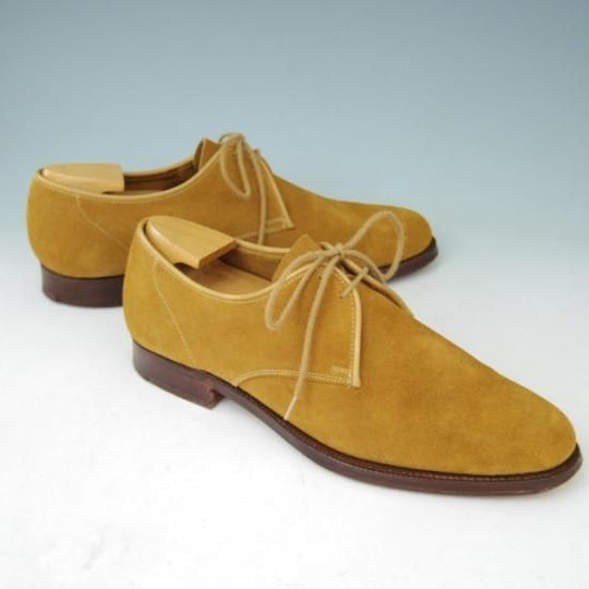 極美品★クロケット&ジョーンズ7D【★Tomorrowland/トゥモローランド別注】プレーントゥ/Vフロント/スエード/茶/Crockett&Jones★a400