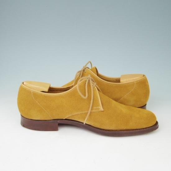 極美品★クロケット&ジョーンズ7D【★Tomorrowland/トゥモローランド別注】プレーントゥ/Vフロント/スエード/茶/Crockett&Jones★a400