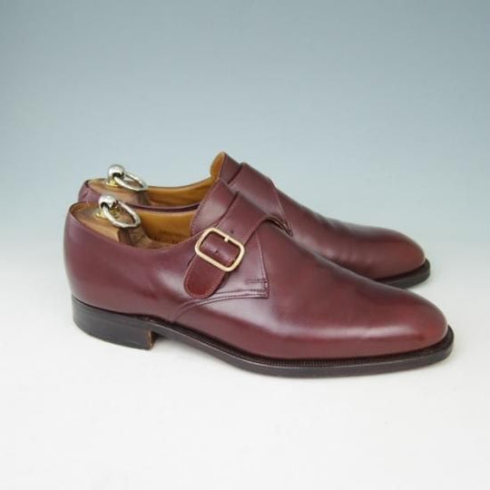 美品★クロケット&ジョーンズ 7.5E【★ユナイテッドアローズ/UNITED ARROWS別注】GROSVENOR/モンクストラップ/カーフ/赤茶/Crockett&Jones★a401