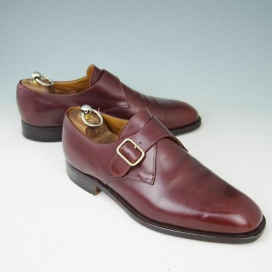 美品★クロケット&ジョーンズ 7.5E【★ユナイテッドアローズ/UNITED ARROWS別注】GROSVENOR/モンクストラップ/カーフ/赤茶/Crockett&Jones★a401