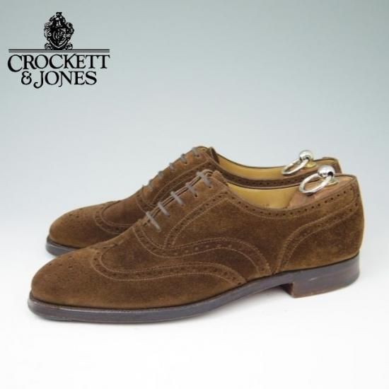 極上★クロケット&ジョーンズ 7.5E【★フルブローグ/LAMBETH】スエード/茶/メンズ/Crockett&Jones★a416