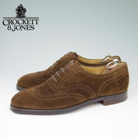 極上★クロケット&ジョーンズ 7.5E【★フルブローグ/LAMBETH】スエード/茶/メンズ/Crockett&Jones★a416
