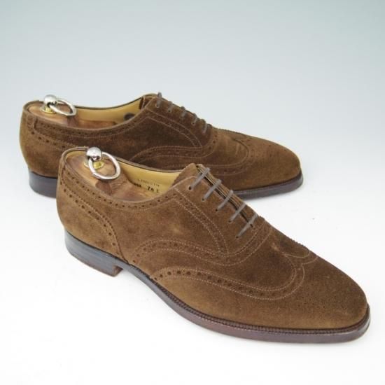 極上★クロケット&ジョーンズ 7.5E【★フルブローグ/LAMBETH】スエード/茶/メンズ/Crockett&Jones★a416
