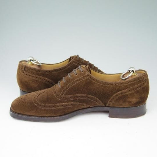 極上★クロケット&ジョーンズ 7.5E【★フルブローグ/LAMBETH】スエード/茶/メンズ/Crockett&Jones★a416