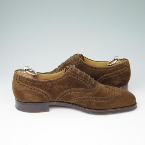 極上★クロケット&ジョーンズ 7.5E【★フルブローグ/LAMBETH】スエード/茶/メンズ/Crockett&Jones★a416