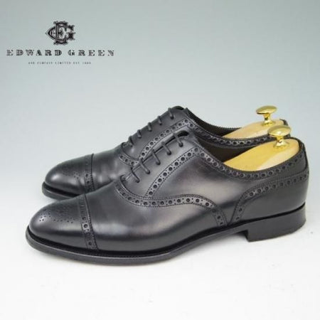 美品★エドワードグリーン 6.5E【定価￥174,900-★カドガン/CADOGAN/202ラスト】セミブローグ/カーフ/黒/メンズ/EDWARD GREEN★a419