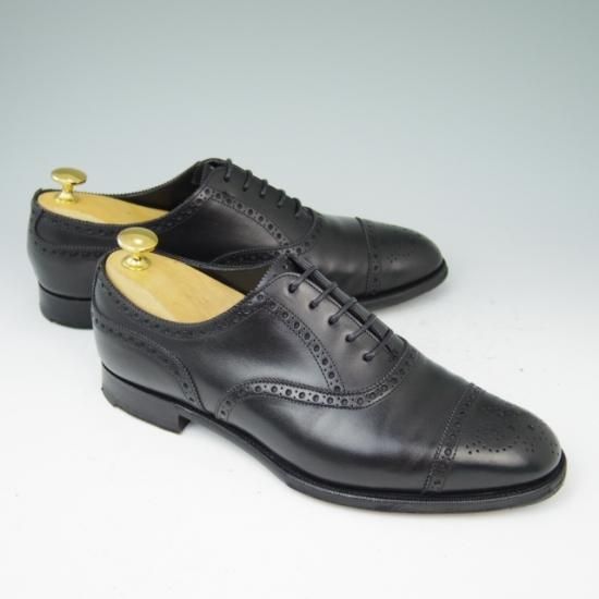 美品★エドワードグリーン 6.5E【定価￥174,900-★カドガン/CADOGAN/202ラスト】セミブローグ/カーフ/黒/メンズ/EDWARD GREEN★a419