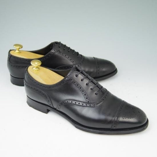 美品★エドワードグリーン 6.5E【定価￥174,900-★カドガン/CADOGAN/202ラスト】セミブローグ/カーフ/黒/メンズ/EDWARD GREEN★a419