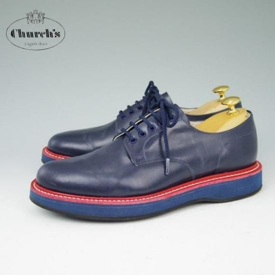 極美品★チャーチ 60F/UK6【貴重モデル★STRATFORD/142ラスト】プレーントゥ/カーフ/紺/メンズ/Church's★a438
