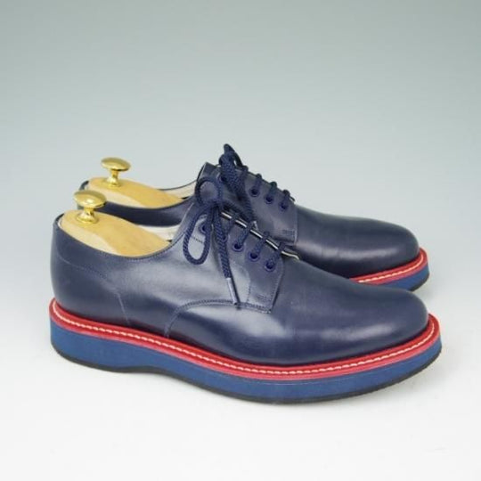 極美品★チャーチ 60F/UK6【貴重モデル★STRATFORD/142ラスト】プレーントゥ/カーフ/紺/メンズ/Church's★a438