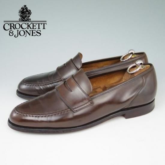 極上★クロケット&ジョーンズ 7.5E【貴重★濃茶/コードバン仕様/HARVARD】314ラスト/コインローファー/Crockett&Jones★a449