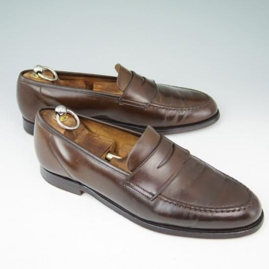極上★クロケット&ジョーンズ 7.5E【貴重★濃茶/コードバン仕様/HARVARD】314ラスト/コインローファー/Crockett&Jones★a449
