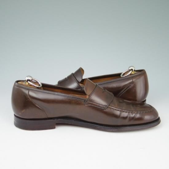 極上★クロケット&ジョーンズ 7.5E【貴重★濃茶/コードバン仕様/HARVARD】314ラスト/コインローファー/Crockett&Jones★a449
