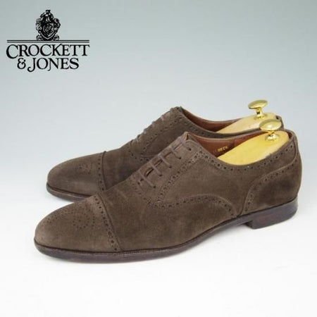 ★クロケット&ジョーンズ 6.5D【★ハンドグレード/WELBECK】セミブローグ/スエード/濃茶/Crockett&Jones★a450