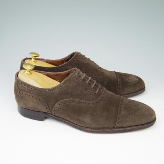 ★クロケット&ジョーンズ 6.5D【★ハンドグレード/WELBECK】セミブローグ/スエード/濃茶/Crockett&Jones★a450