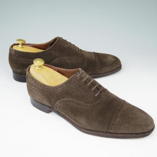 ★クロケット&ジョーンズ 6.5D【★ハンドグレード/WELBECK】セミブローグ/スエード/濃茶/Crockett&Jones★a450