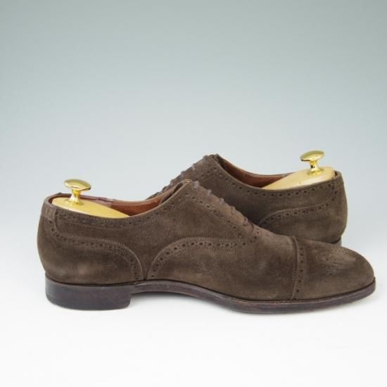 ★クロケット&ジョーンズ 6.5D【★ハンドグレード/WELBECK】セミブローグ/スエード/濃茶/Crockett&Jones★a450