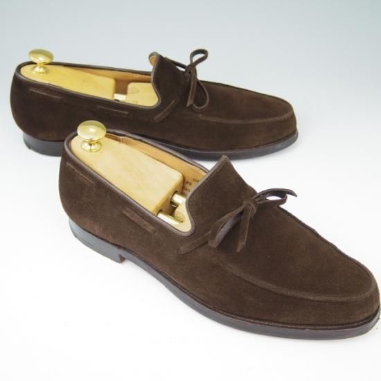 美品★クロケット&ジョーンズ 6.5E【★バーニーズNY別注/HAYLING】スエード/濃茶/リボンローファー/メンズ/BARNEYS/Crockett&Jones★a469
