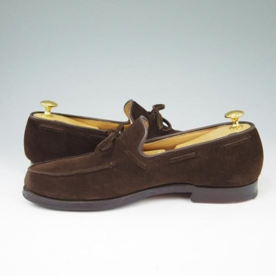 美品★クロケット&ジョーンズ 6.5E【★バーニーズNY別注/HAYLING】スエード/濃茶/リボンローファー/メンズ/BARNEYS/Crockett&Jones★a469