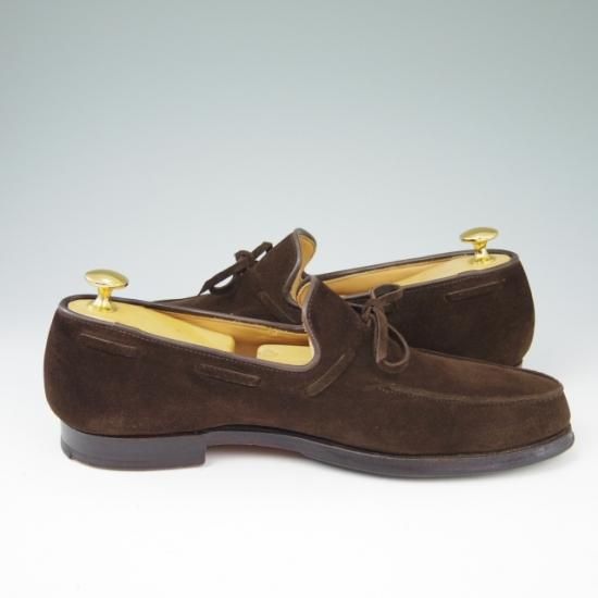 美品★クロケット&ジョーンズ 6.5E【★バーニーズNY別注/HAYLING】スエード/濃茶/リボンローファー/メンズ/BARNEYS/Crockett&Jones★a469