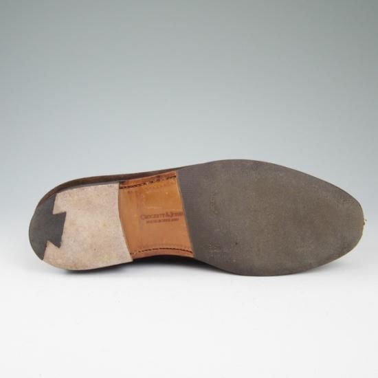 美品★クロケット&ジョーンズ 6.5E【★バーニーズNY別注/HAYLING】スエード/濃茶/リボンローファー/メンズ/BARNEYS/Crockett&Jones★a469