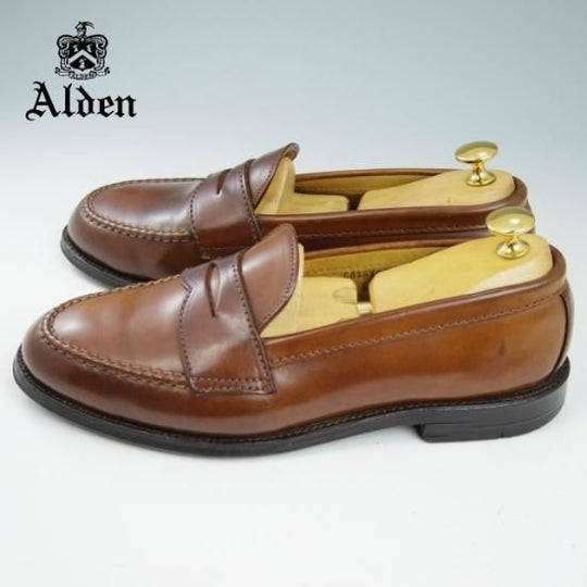 極上★オールデン 7E【コードバン仕様★ラベロ色/茶/6754】コインローファー/バンラスト/ヴァン/Alden★a478