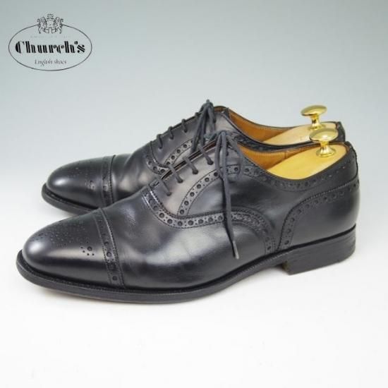 極上★チャーチ60G/UK6【旧チャーチ★ディプロマット/DIPLOMAT/73ラスト】3都市ロゴ/セミブローグ/黒/メンズ/Church's★a481