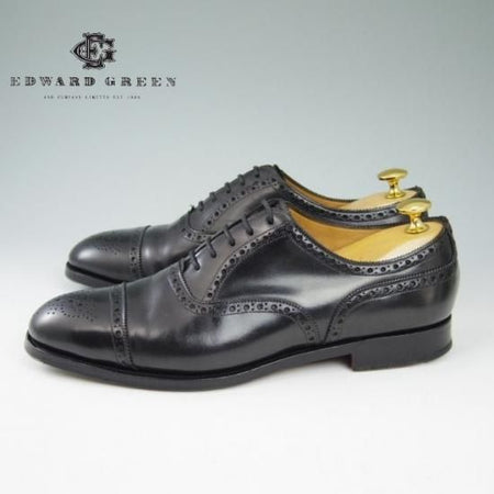 美品★エドワードグリーン7D【定価￥174,900-★カドガン/CADOGAN/202ラスト】セミブローグ/カーフ/黒/メンズ/EDWARD GREEN★a482