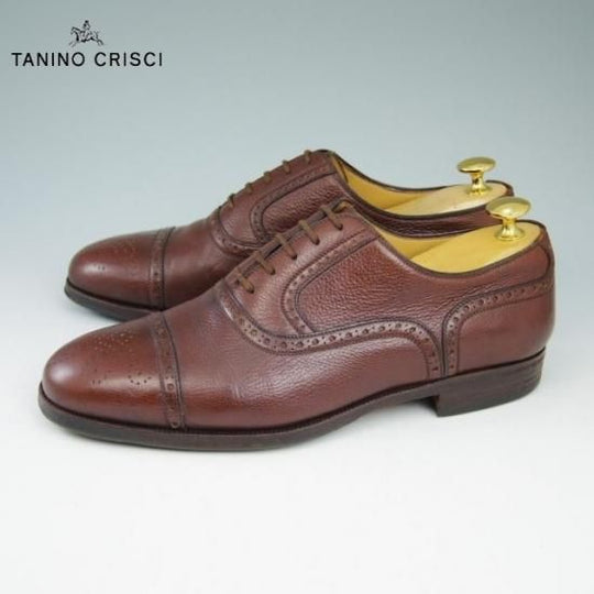 極上★(伊)タニノクリスチー SIZE 6.5【★セミブローグ】 グレインレザー/濃茶/TANINO CRISCI★a489