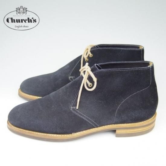 美品★チャーチ85F/UK8.5【ダイナイトソール仕様★チャッカブーツ/SAHARA3】81ラスト/スエード/紺/メンズ/Church's★a491
