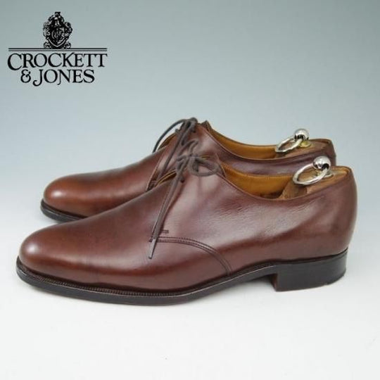 ★クロケット&ジョーンズ 7E【★(英)ポールセンスコーン別注/Poulsen Skone】プレーントゥ/Vフロント/カーフ/濃茶/Crockett&Jones★a493