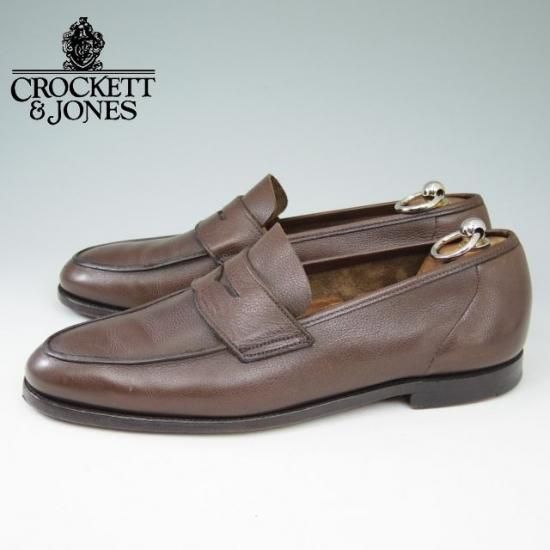極上★クロケット&ジョーンズ UK8/US8.5D【貴重★ブルックスブラザーズ別注/Peal&co】コインローファー/グレインレザー/濃茶/メンズ/Crockett&Jones★a494