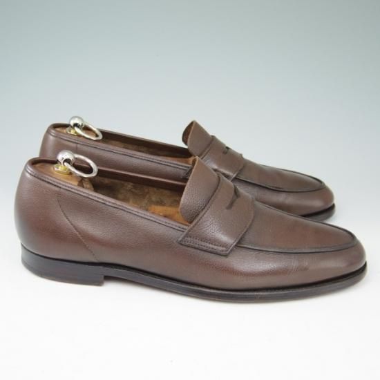 極上★クロケット&ジョーンズ UK8/US8.5D【貴重★ブルックスブラザーズ別注/Peal&co】コインローファー/グレインレザー/濃茶/メンズ/Crockett&Jones★a494
