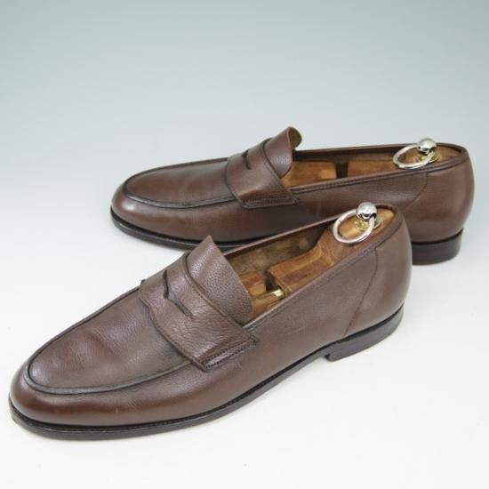 極上★クロケット&ジョーンズ UK8/US8.5D【貴重★ブルックスブラザーズ別注/Peal&co】コインローファー/グレインレザー/濃茶/メンズ/Crockett&Jones★a494