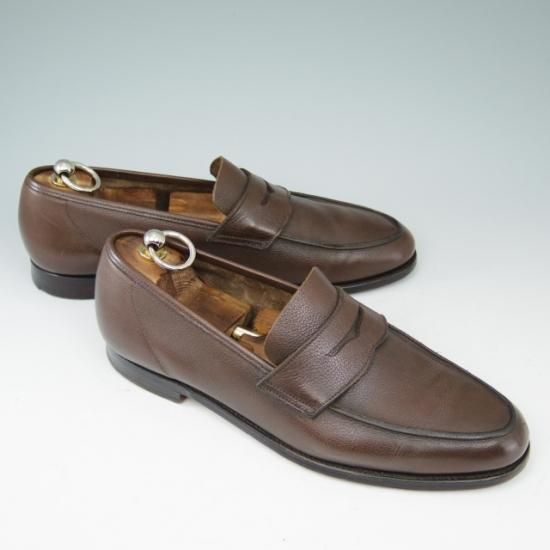 極上★クロケット&ジョーンズ UK8/US8.5D【貴重★ブルックスブラザーズ別注/Peal&co】コインローファー/グレインレザー/濃茶/メンズ/Crockett&Jones★a494