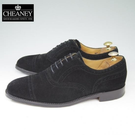 美品★チーニー 6F【★ロイドフットウェア別注/Lloyd Footwear】Mシリーズ/89ラスト/セミブローグ/スエード/黒/メンズ/CHEANEY★a496