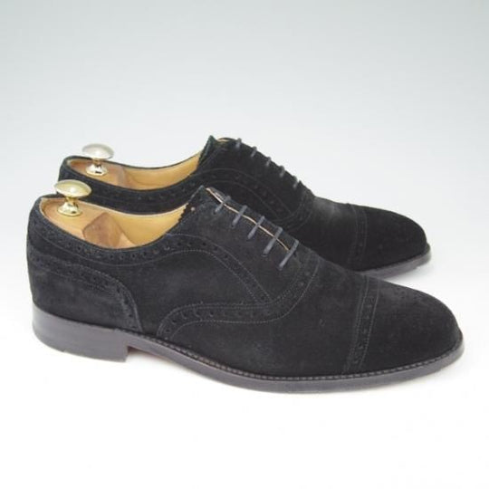 美品★チーニー 6F【★ロイドフットウェア別注/Lloyd Footwear】Mシリーズ/89ラスト/セミブローグ/スエード/黒/メンズ/CHEANEY★a496