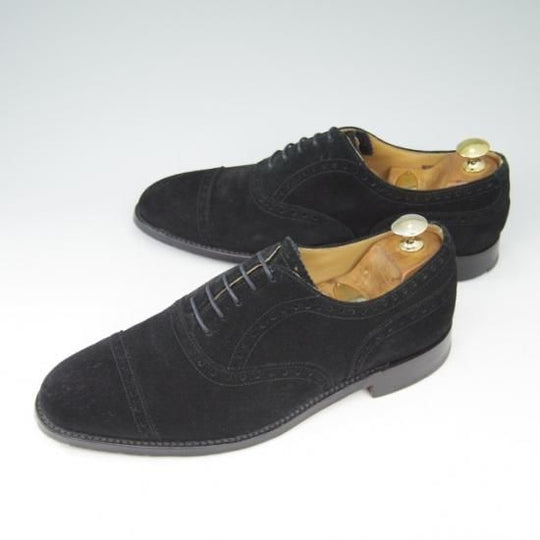 美品★チーニー 6F【★ロイドフットウェア別注/Lloyd Footwear】Mシリーズ/89ラスト/セミブローグ/スエード/黒/メンズ/CHEANEY★a496