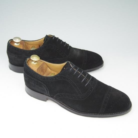 美品★チーニー 6F【★ロイドフットウェア別注/Lloyd Footwear】Mシリーズ/89ラスト/セミブローグ/スエード/黒/メンズ/CHEANEY★a496