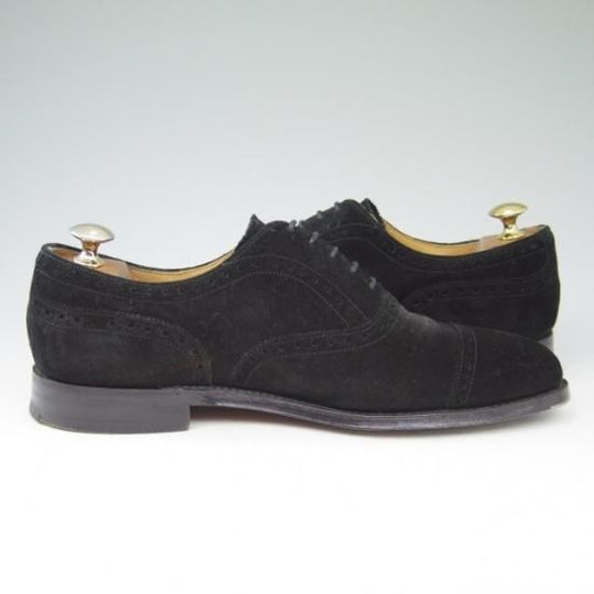 美品★チーニー 6F【★ロイドフットウェア別注/Lloyd Footwear】Mシリーズ/89ラスト/セミブローグ/スエード/黒/メンズ/CHEANEY★a496